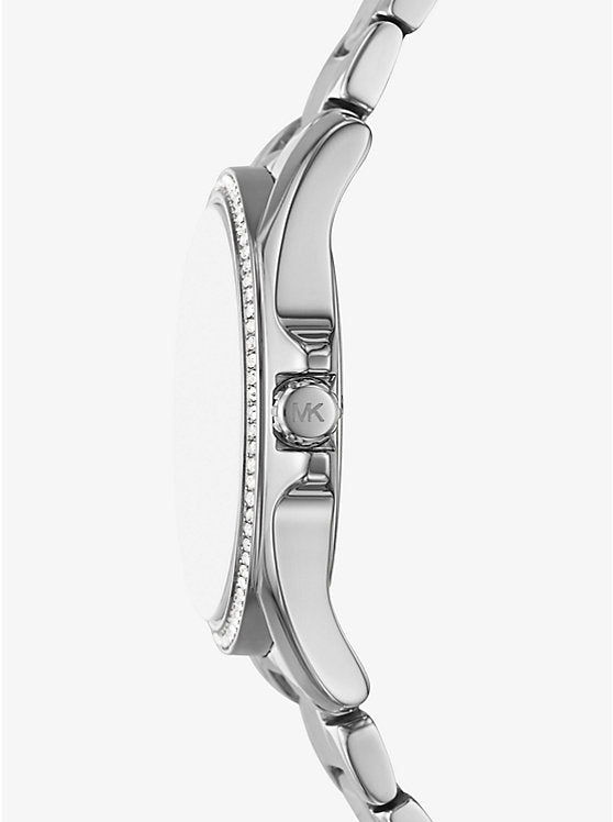 Michael Kors Kaycie Pavé Silver-Tone Watch