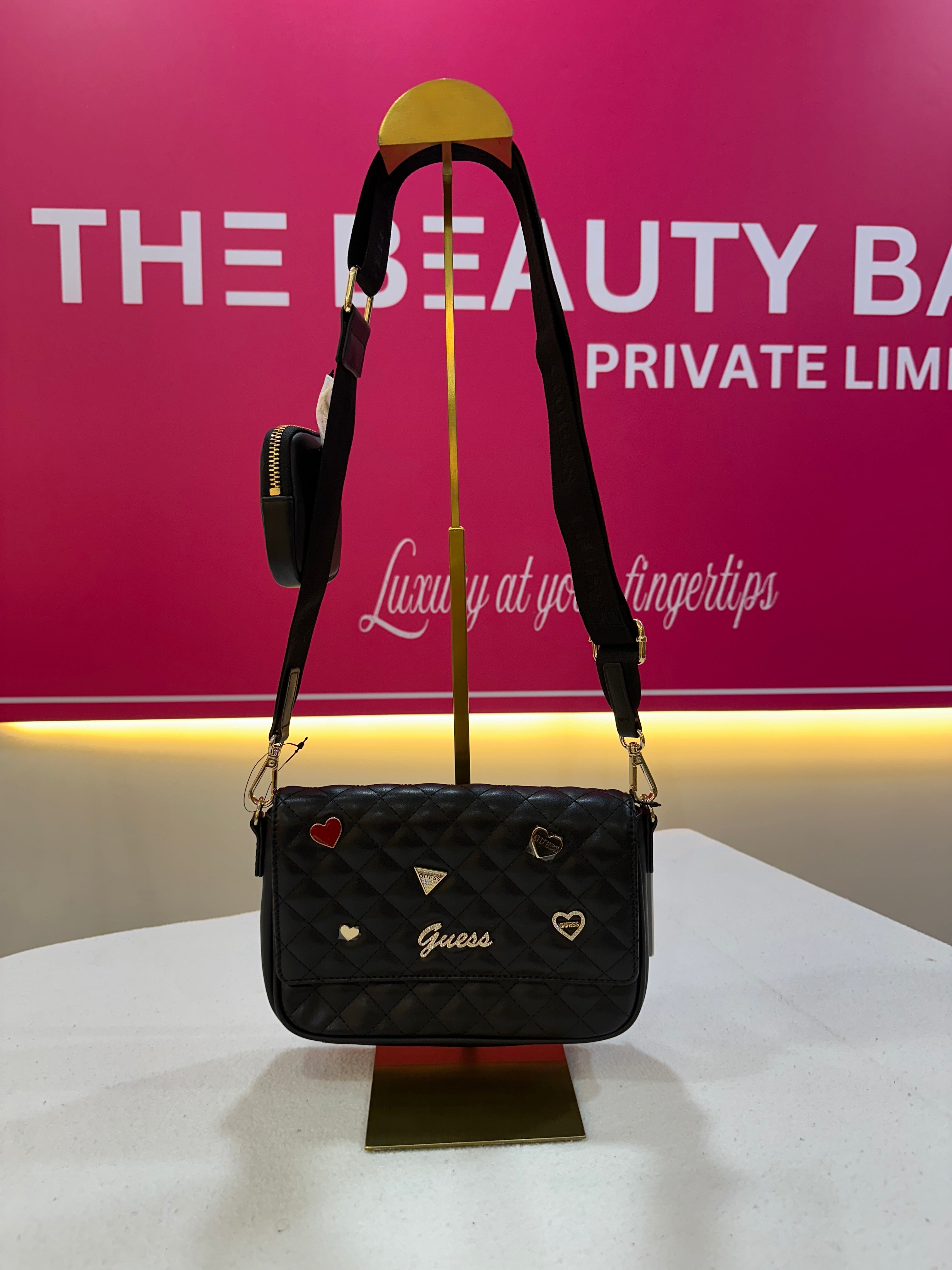 Guess Lawthorn Logo Charm Quilted Crossbody