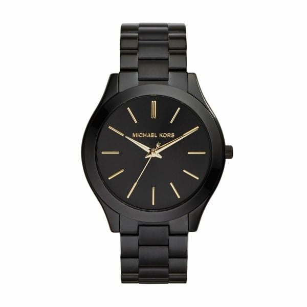 Micheal Kors Women's Slim Runway Black Round Stainless Steel Watch