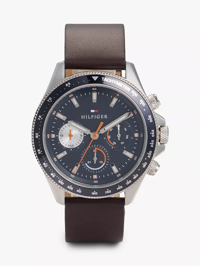 Tommy Hilfiger 46MM Leather Multifunction Sport Watch