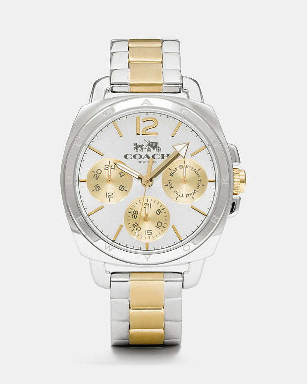 Fossil Boyfriend 38 Mm Two Tone Multifunction Bracelet Watch
