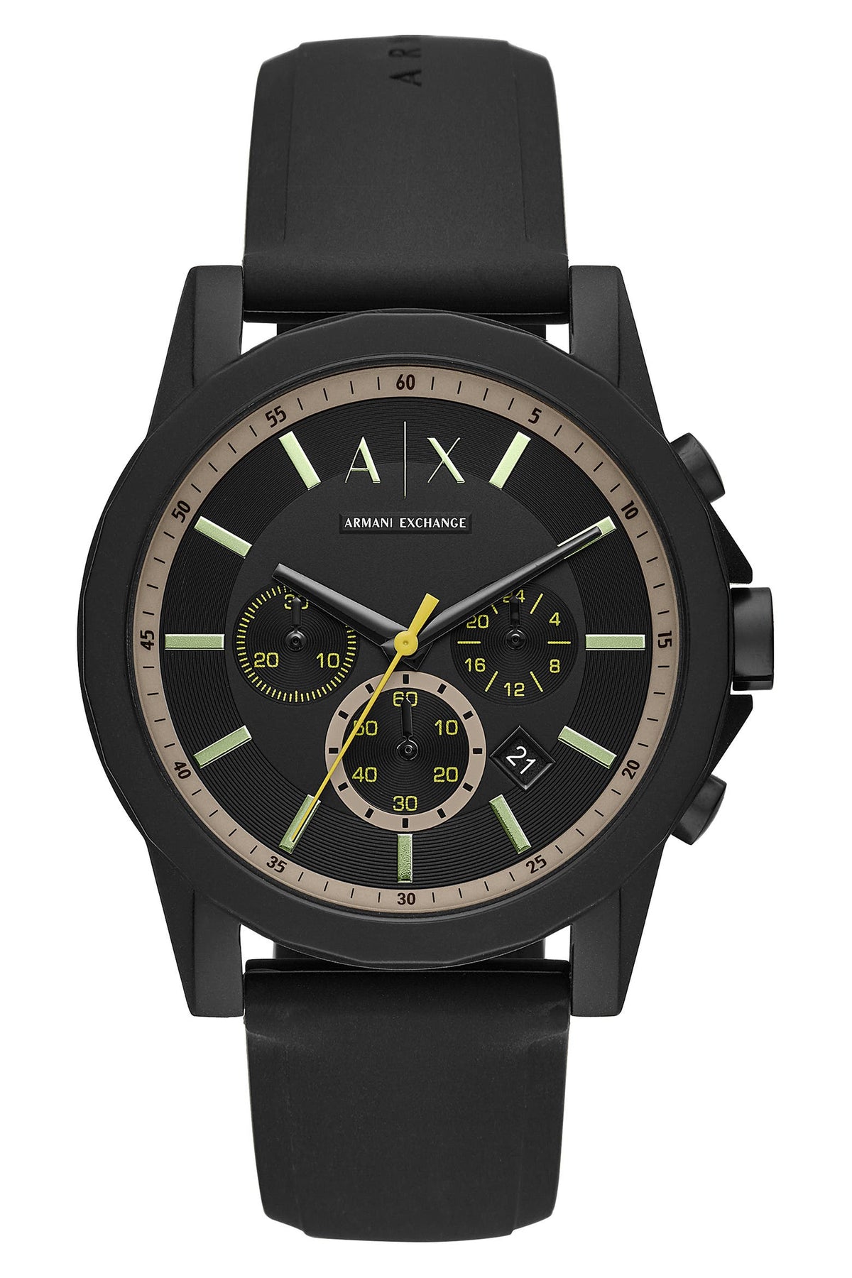 Armani Exchange Chronograph Silicone Strap Watch, 44mm