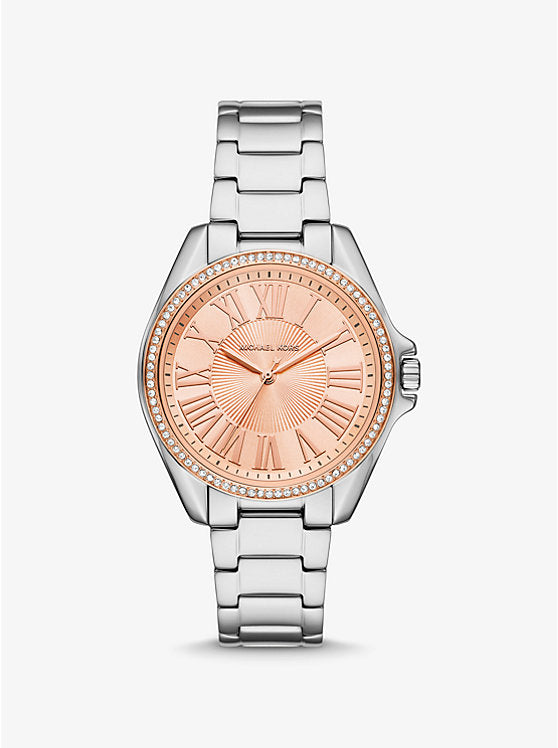 Michael Kors Kaycie Pavé Silver-Tone Watch