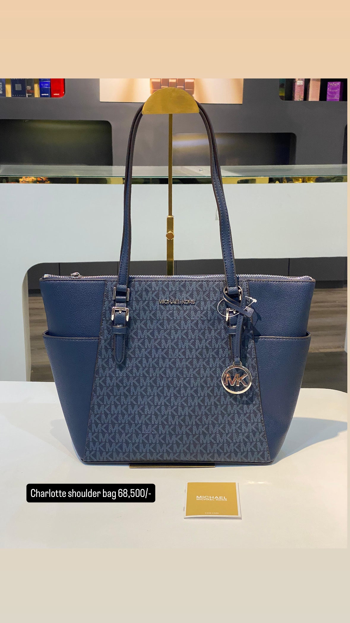 Michael Kors Charlotte Large Logo and Leather Top-Zip Tote Bag