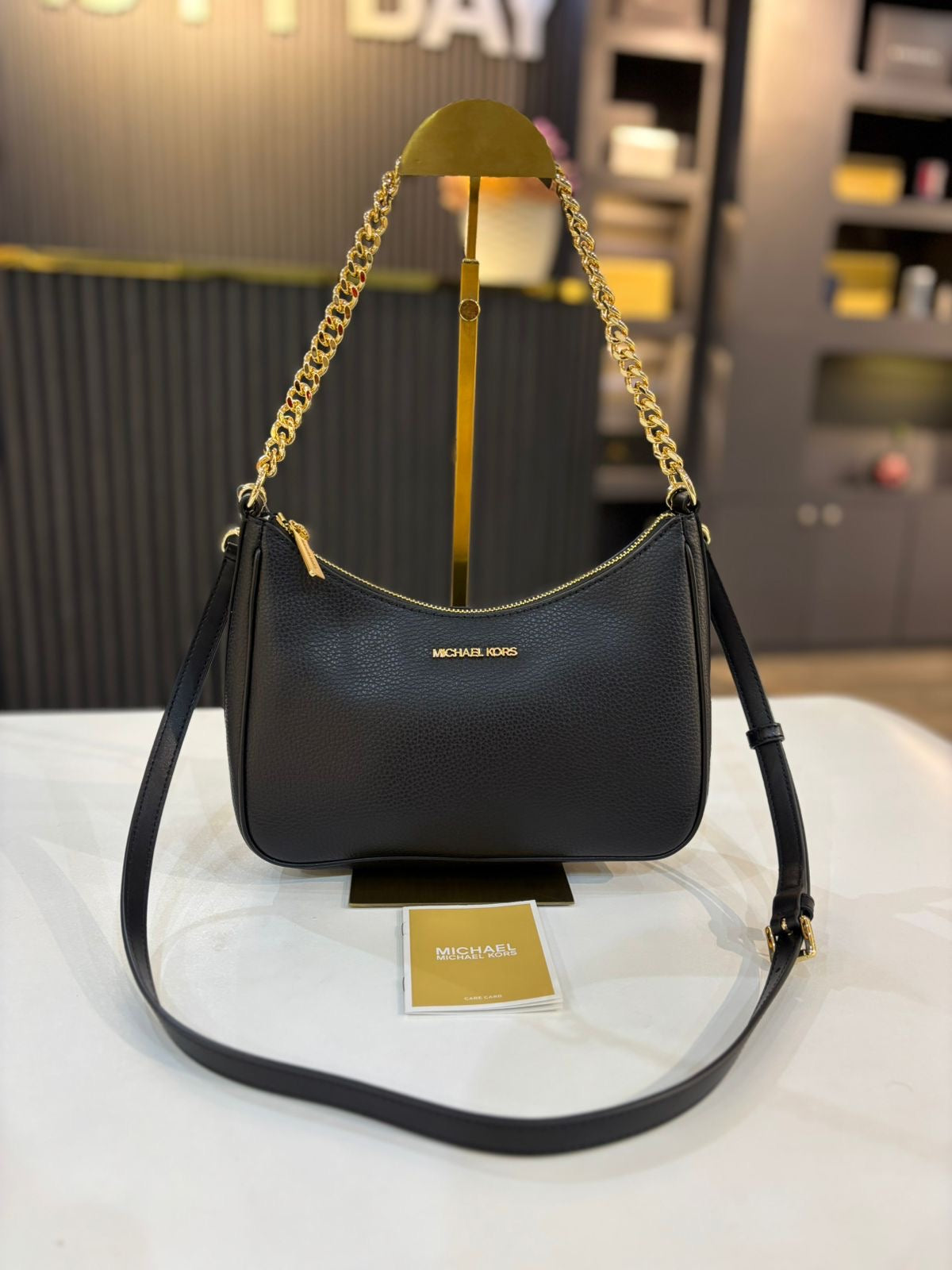 Michael Kors Jet Set Large Pebbled Leather Convertible Crossbody Bag