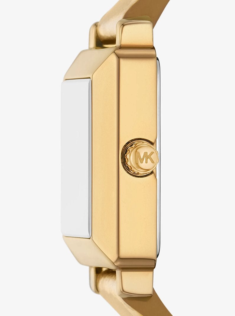 Michael Kors Mini Gwynn Pavé Gold-Tone and Leather Watch