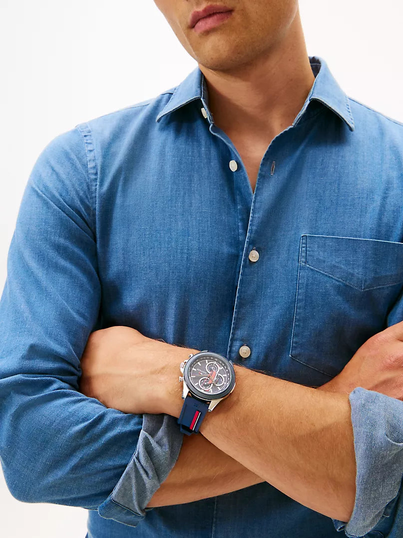 Tommy Hilfiger 46MM Sport Watch With Signature Strap