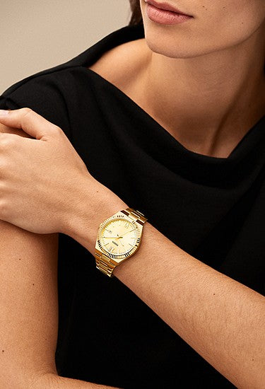 Fossil Scarlette Quartz Gold Dial Ladies Watch