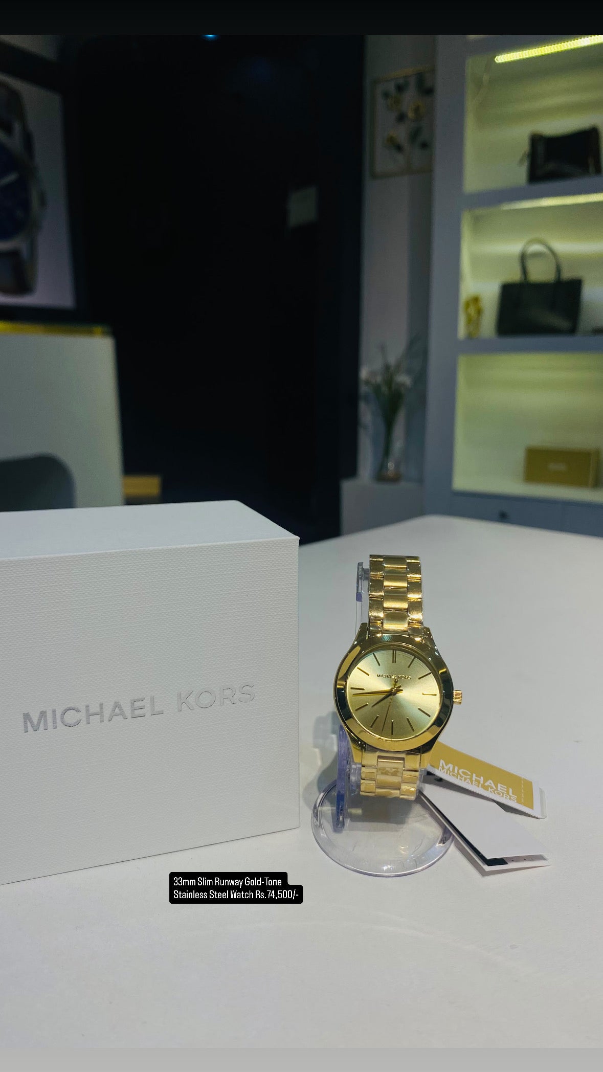 Michael Kors Slim Runway Gold-Tone Stainless Steel Watch