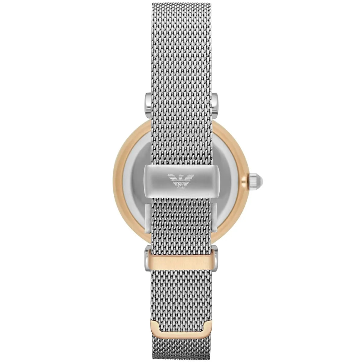 Emporio Armani Watch For Ladies Gianni T-Bar White Mesh Mother Of Pearl dial