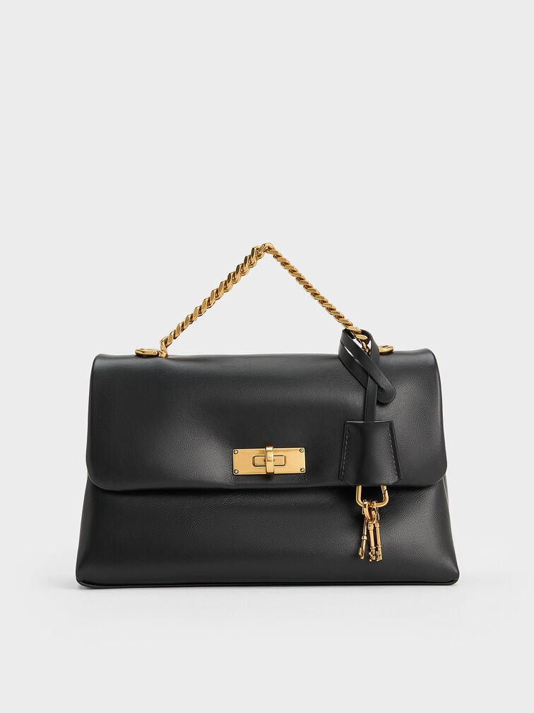 Charles and Keith Kerry Chain-Handle Crossbody Bag - Black