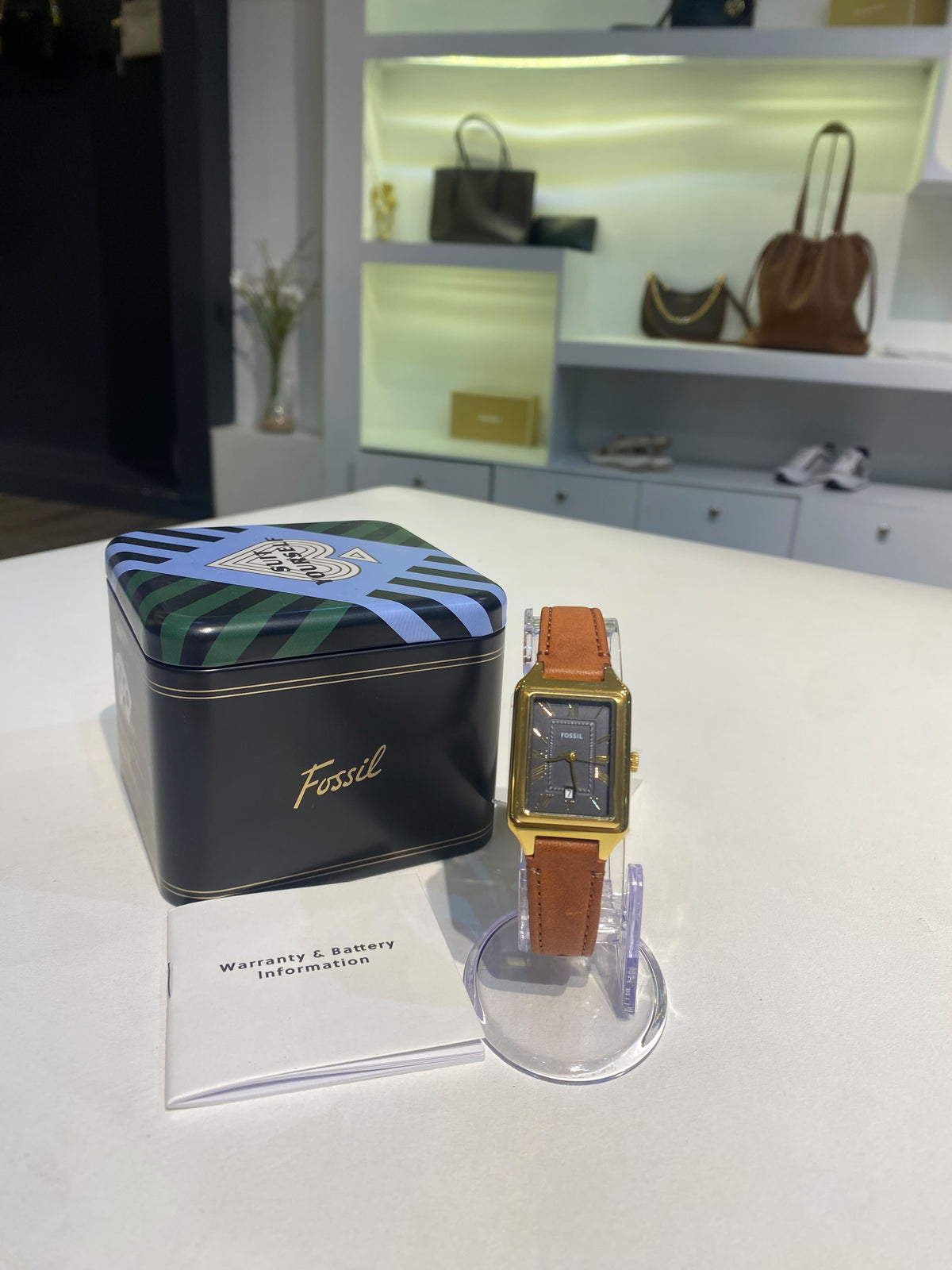 Fossil Raquel 23mm Three-Hand Date Medium Brown Leather Watch