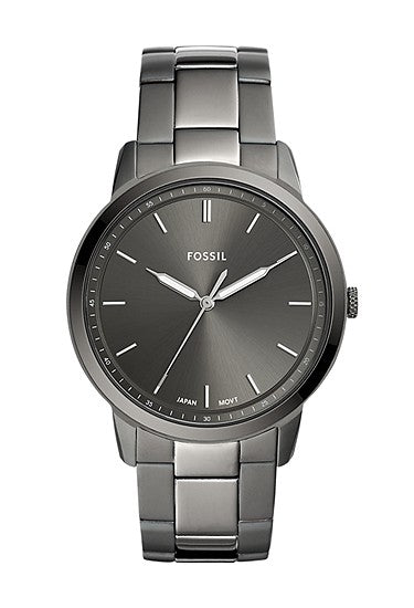 Fossil Minimalist Three-Hand Smoke Stainless Steel Watch