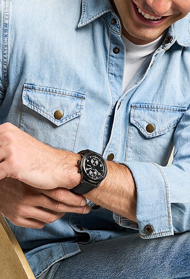 Fossil Bennett Multifunction Black Leather Watch