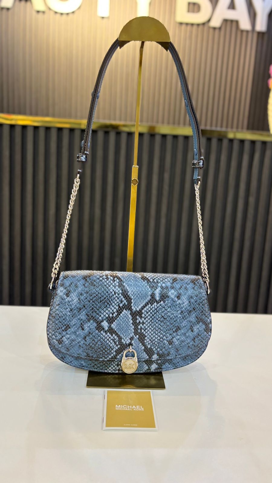 Michael Kors Mila Medium Snake Embossed Messenger Bag