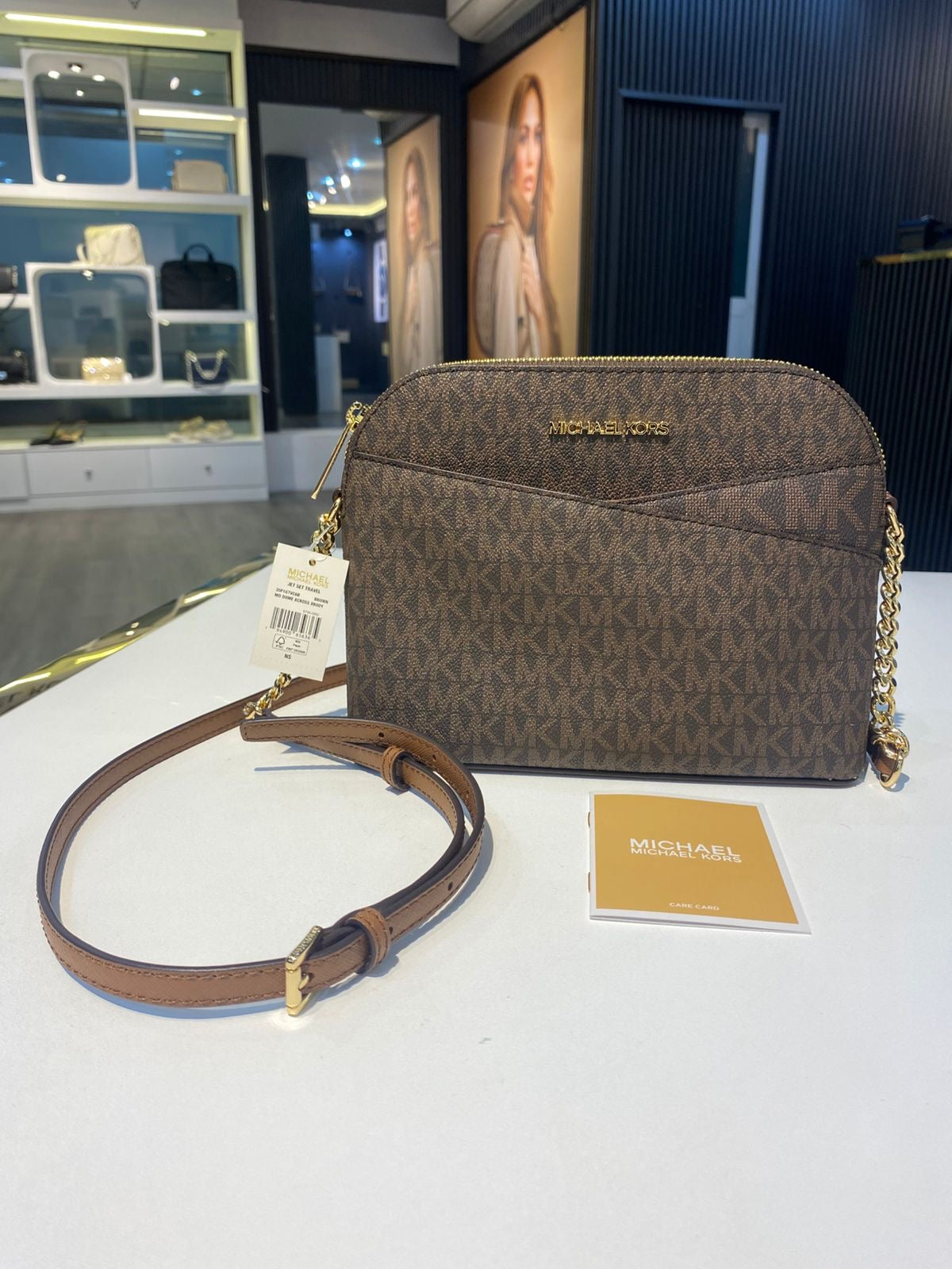 Michael Kors Jet Set Travel Medium Logo Dome Crossbody Bag