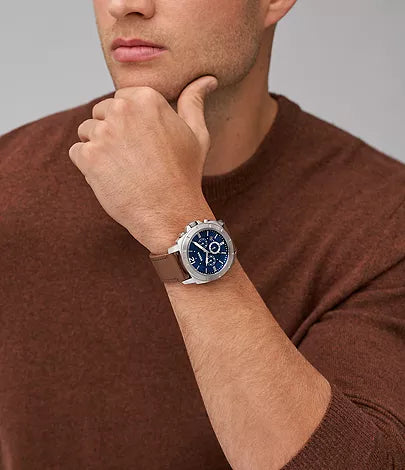 Fossil Privateer Chronograph Brown Leather Watch