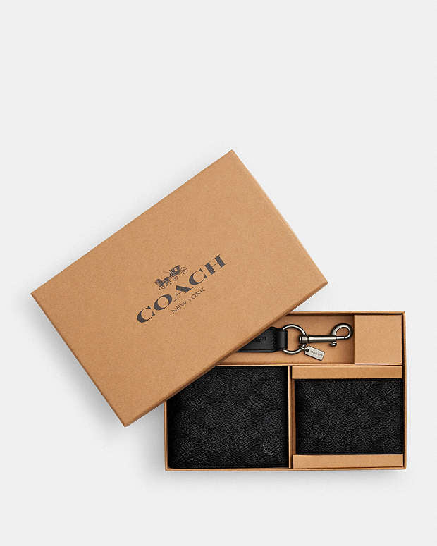 Coach Boxed 3 In 1 Wallet Gift Set In Signature Canvas