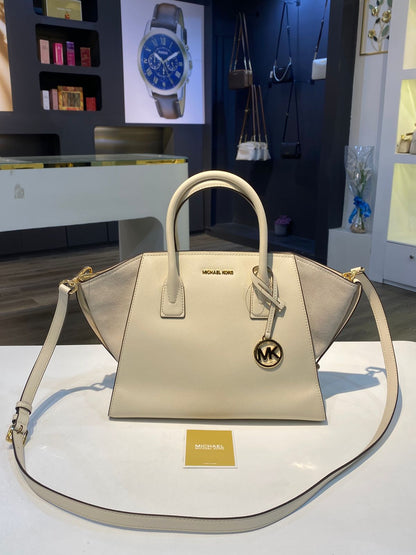 Michael Kors Avril Large Leather and Suede Satchel