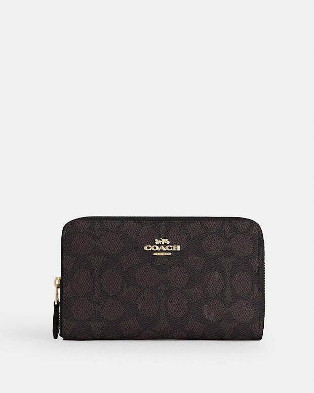 Coach Medium Id Zip Wallet In Signature Canvas