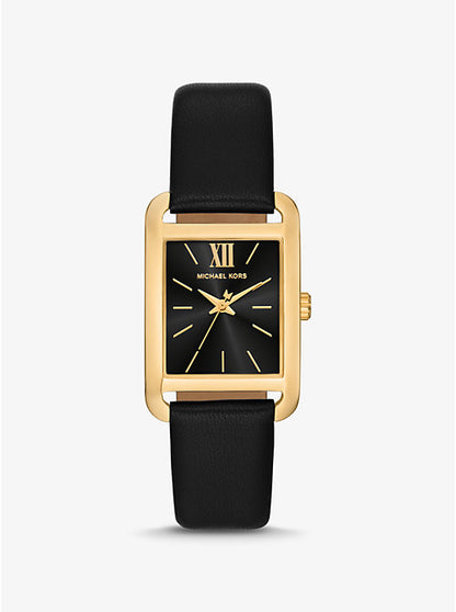 Michael Kors Petite Monroe Gold-Tone and Leather Watch