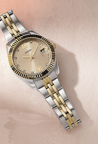 Fossil Scarlette Three-Hand Date Two-Tone Stainless Steel Watch