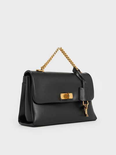 Charles and Keith Kerry Chain-Handle Crossbody Bag - Black
