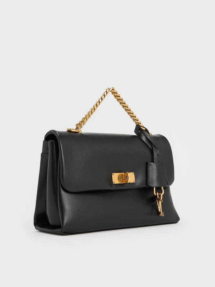 Charles and Keith Kerry Chain-Handle Crossbody Bag - Black