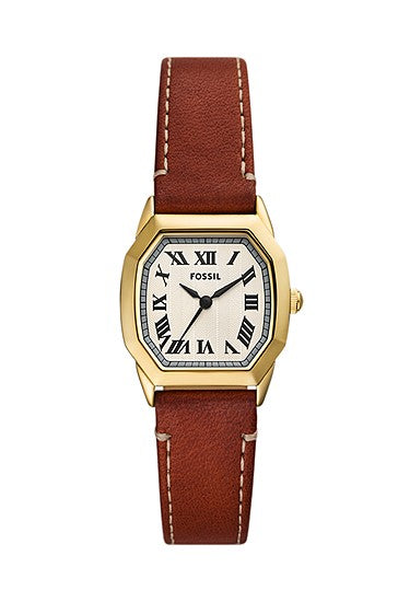 Fossil Harlow Three-Hand Medium Brown Leather Watch
