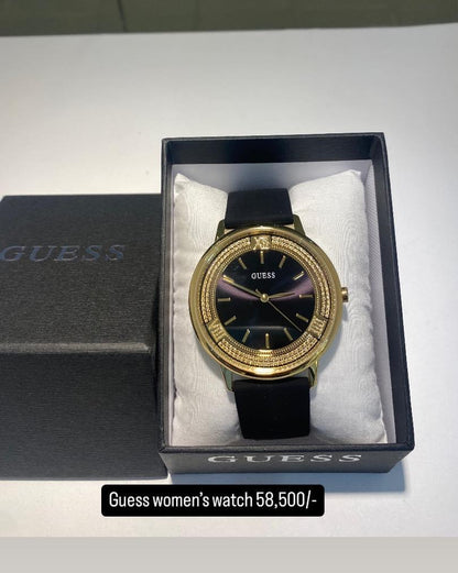 Guess Black Silicone and Gold-Tone Watch