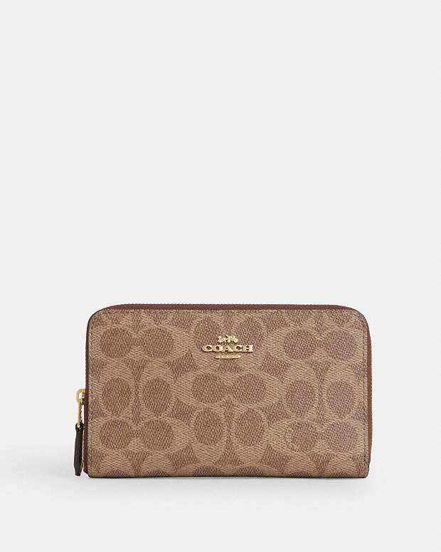 Coach Medium Id Zip Wallet In Signature Canvas