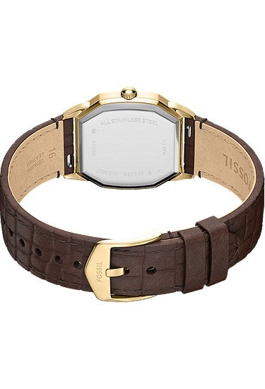 Fossil Harlow Three-Hand Brown Croco Leather Watch