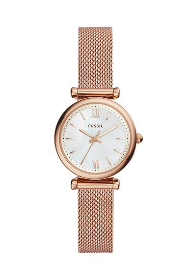 Fossil Carlie Mini Three-Hand Rose Gold-Tone Stainless Steel ladies Watch