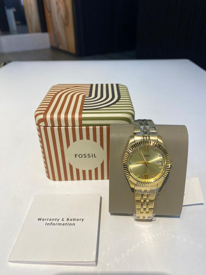 Fossil Scarlette Quartz Gold Dial Ladies Watch