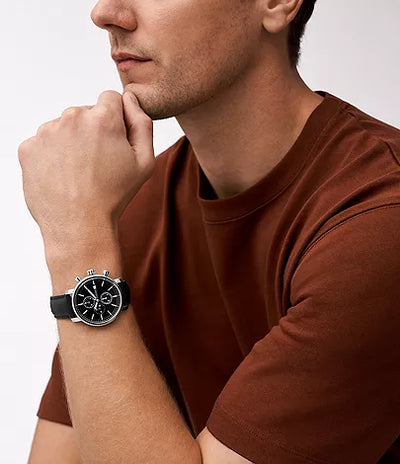 Rhett Multifunction Black LiteHide™ Leather men’s Watch