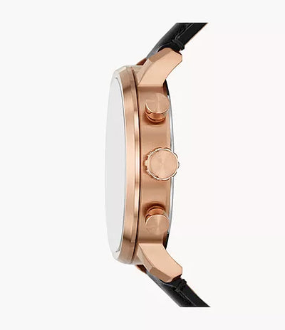 Fossil Rhett Multifunction Black Leather Watch