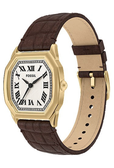 Fossil Harlow Three-Hand Brown Croco Leather Watch