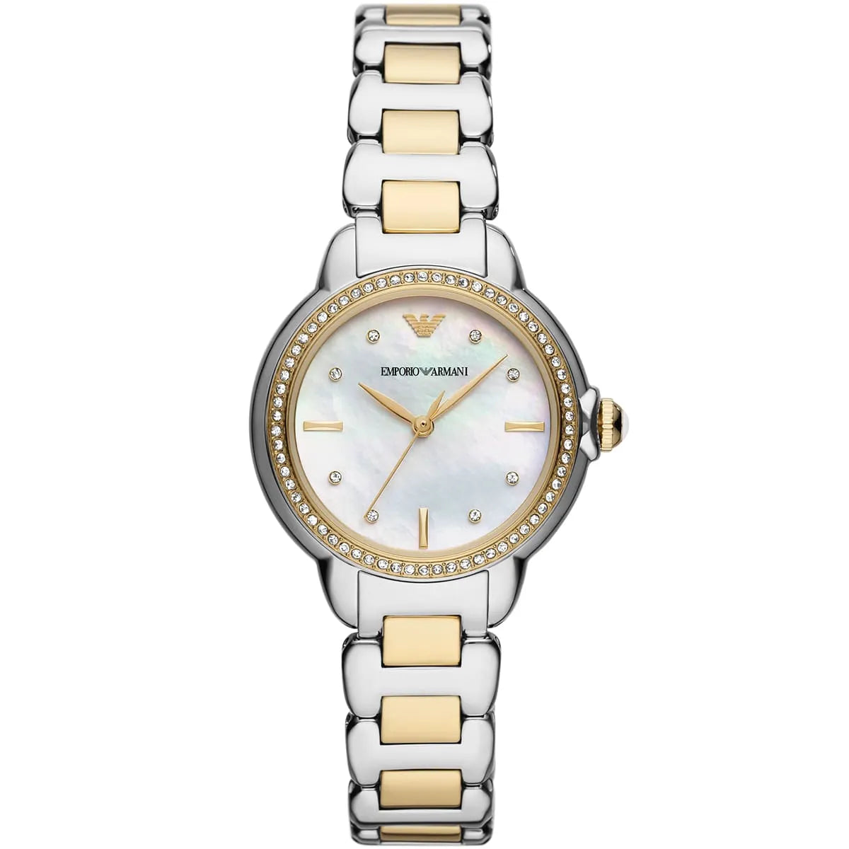 Emporio Armani Mia Quartz Mother Of Pearl Dial Two Tone Steel Strap Watch