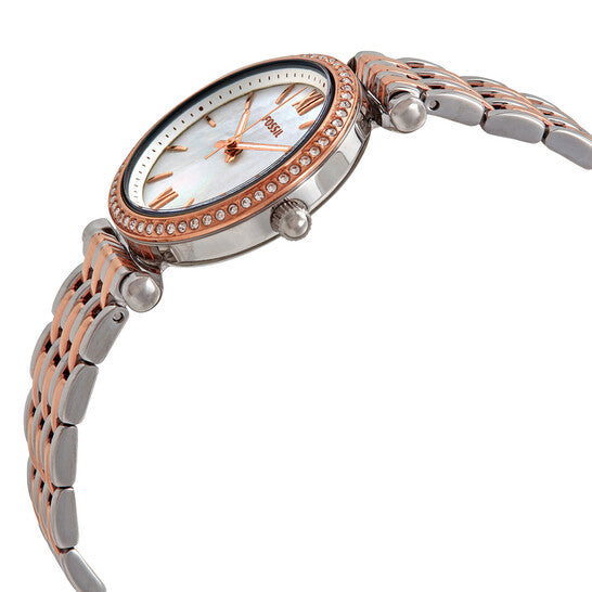 Fossil Carlie Mini Mother of Pearl Dial Two-tone Ladies Watch