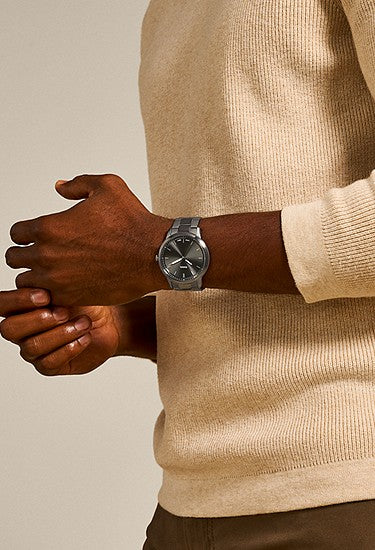 Fossil Minimalist Three-Hand Smoke Stainless Steel men’s Watch