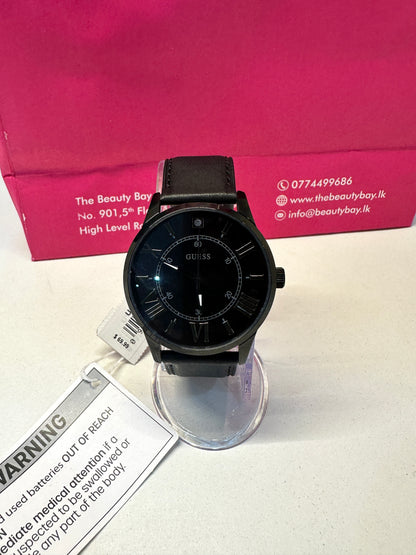 Black Leather Analog Watch