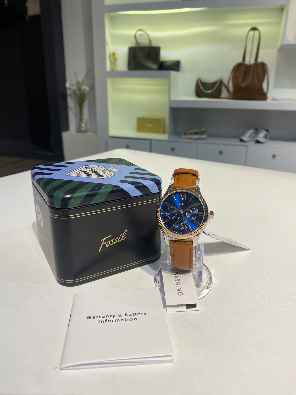 Fossil Rye Multifunction Leather Strap Watch