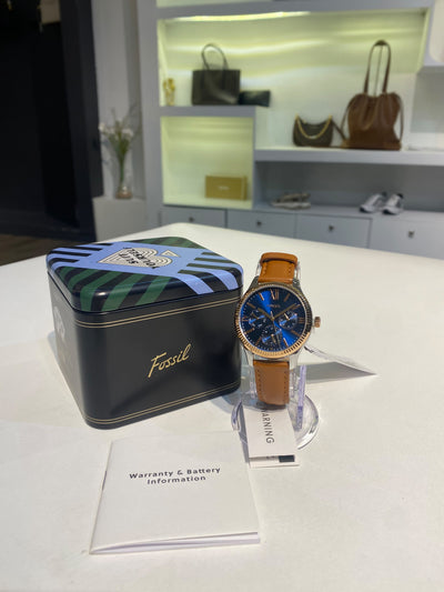 Fossil Rye Multifunction Leather Strap Watch