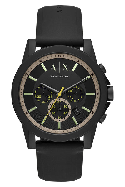 Armani Exchange Chronograph Silicone Strap Watch, 44mm