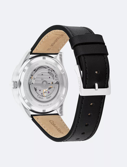 Calvin Klein Recycled Leather Strap Automatic Watch