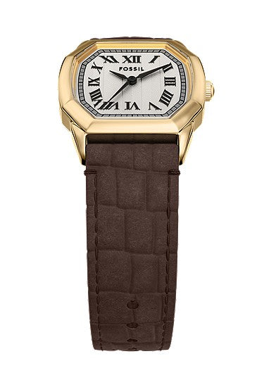 Fossil Harlow Three-Hand Brown Croco Leather Watch