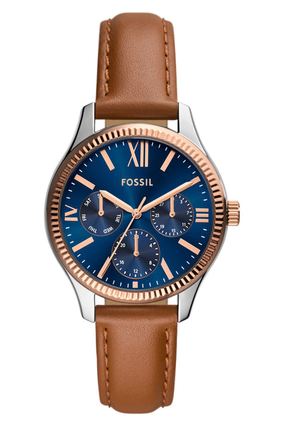 Fossil Rye Multifunction Leather Strap Watch, 36mm