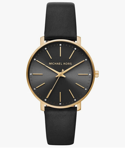 Michael Kors Pyper gold tone leather belt watch