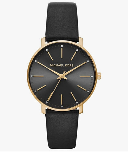 Michael Kors Pyper gold tone leather belt watch