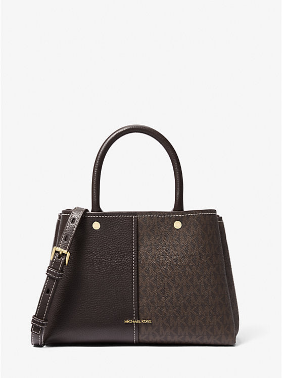 Michael Kors Flora Medium Signature Logo and Leather Satche
